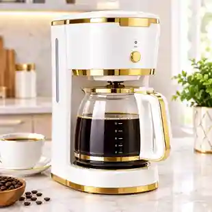 White and Gold Coffee Maker
