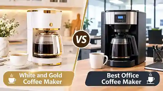 White and Gold Coffee Maker vs Best Office Coffee Maker