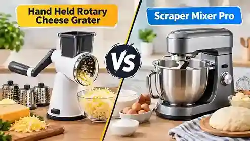 Best Hand Held Rotary Cheese Grater vs Scraper Mixer Pro