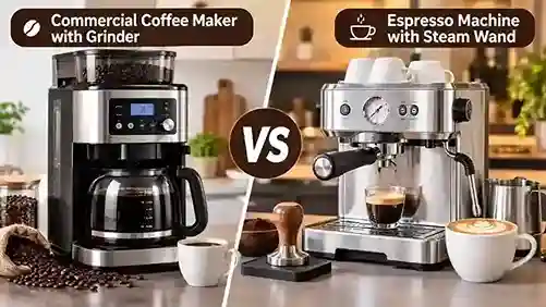 Commercial Coffee Maker With Grinder vs Espresso Machine With Steam Wand