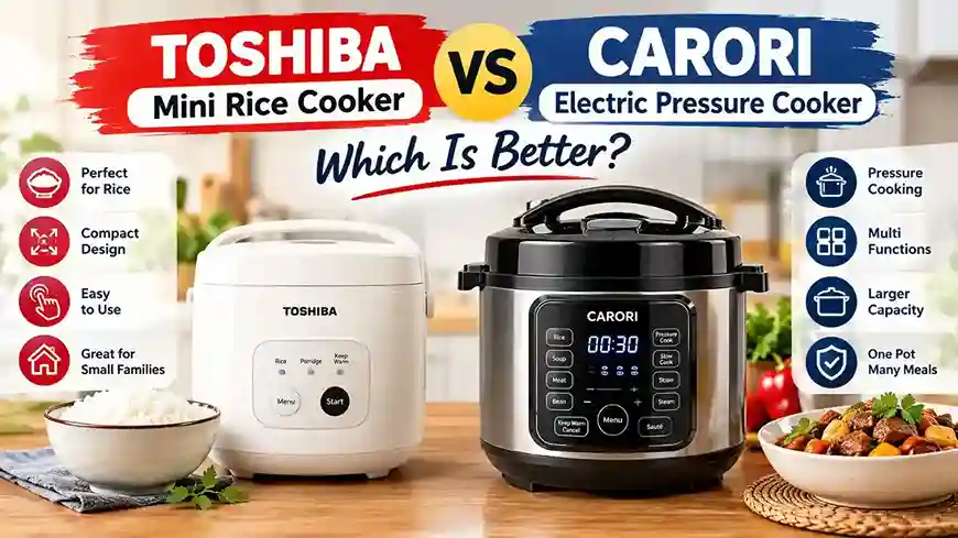 Toshiba Mini Rice Cooker vs CARORI Electric Pressure Cooker