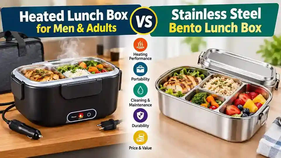 Heated Lunch Box for Men & Adults vs Stainless Steel Bento Lunch Box