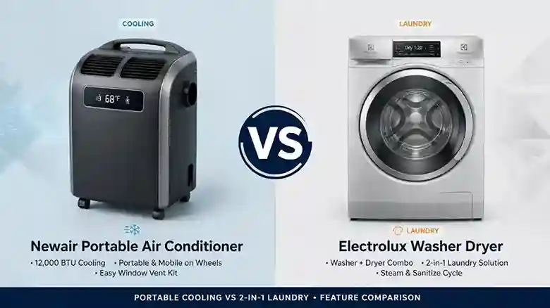Newair Portable Air Conditioner vs Electrolux Washer Dryer